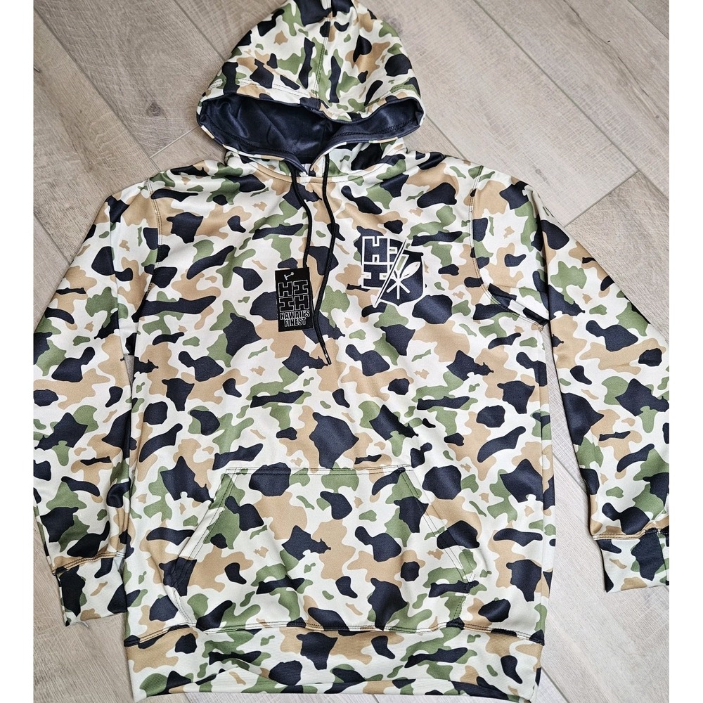 NWT Hawaii's Finest Pullover Hoodie‎ Desert Island Camo Size Medium Green - Picture 2 of 7